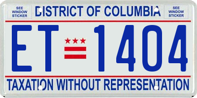 DC license plate ET1404
