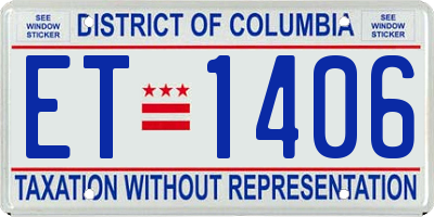 DC license plate ET1406