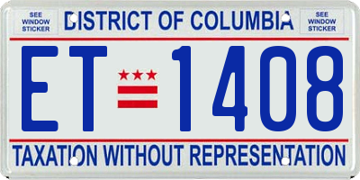 DC license plate ET1408