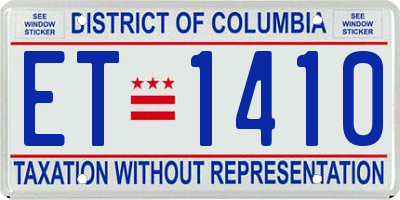 DC license plate ET1410