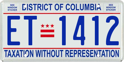 DC license plate ET1412