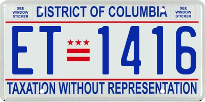 DC license plate ET1416