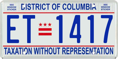 DC license plate ET1417