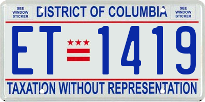 DC license plate ET1419