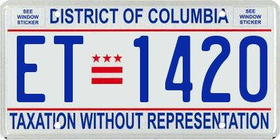 DC license plate ET1420