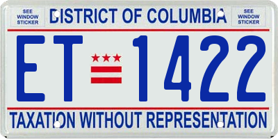 DC license plate ET1422