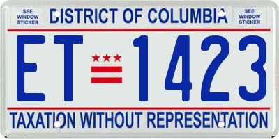 DC license plate ET1423
