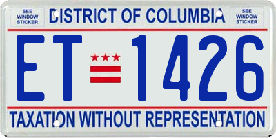 DC license plate ET1426
