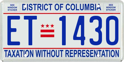 DC license plate ET1430
