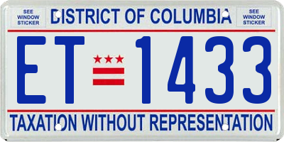 DC license plate ET1433