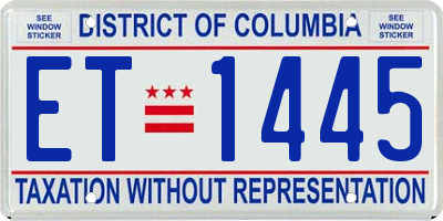 DC license plate ET1445