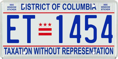 DC license plate ET1454