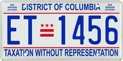 DC license plate ET1456