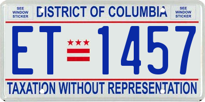 DC license plate ET1457