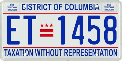 DC license plate ET1458
