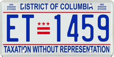 DC license plate ET1459