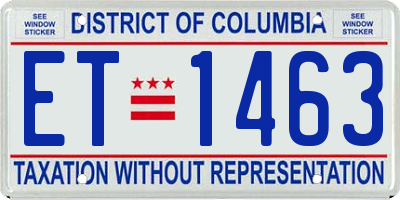 DC license plate ET1463