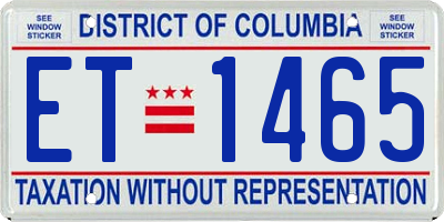 DC license plate ET1465