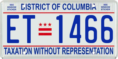 DC license plate ET1466