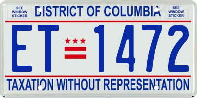 DC license plate ET1472