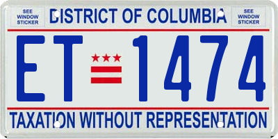DC license plate ET1474