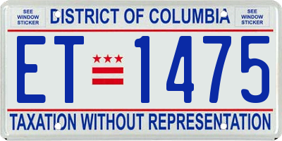 DC license plate ET1475