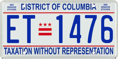 DC license plate ET1476