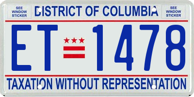 DC license plate ET1478