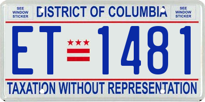 DC license plate ET1481