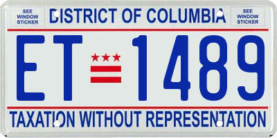 DC license plate ET1489