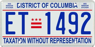 DC license plate ET1492