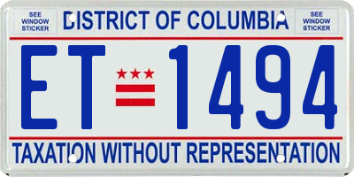 DC license plate ET1494