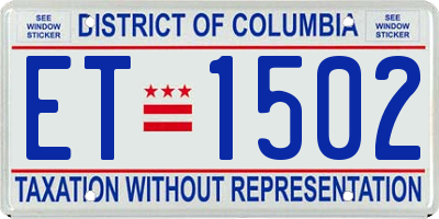DC license plate ET1502