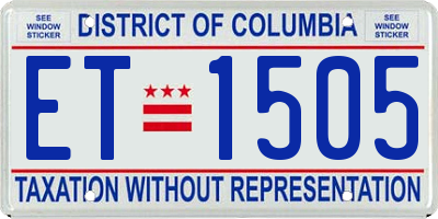 DC license plate ET1505