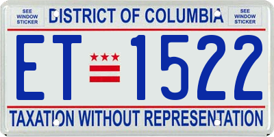 DC license plate ET1522
