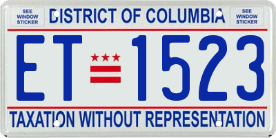 DC license plate ET1523