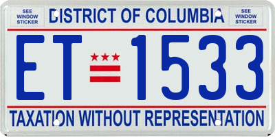 DC license plate ET1533