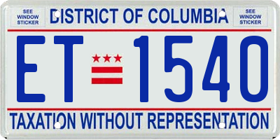 DC license plate ET1540