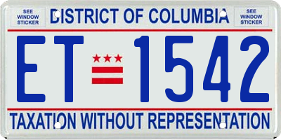 DC license plate ET1542