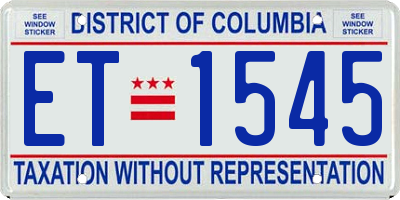 DC license plate ET1545