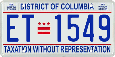 DC license plate ET1549