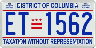 DC license plate ET1562