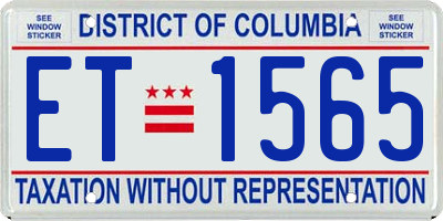 DC license plate ET1565