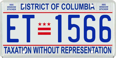 DC license plate ET1566