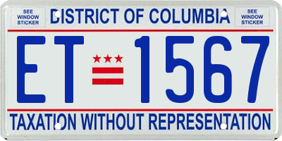 DC license plate ET1567