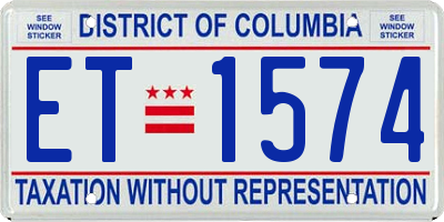 DC license plate ET1574