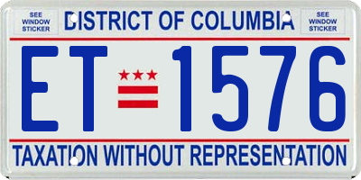 DC license plate ET1576