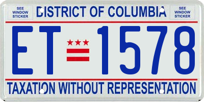 DC license plate ET1578