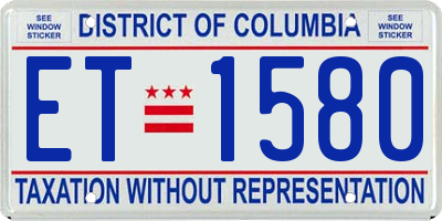 DC license plate ET1580