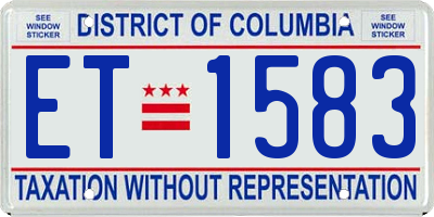 DC license plate ET1583